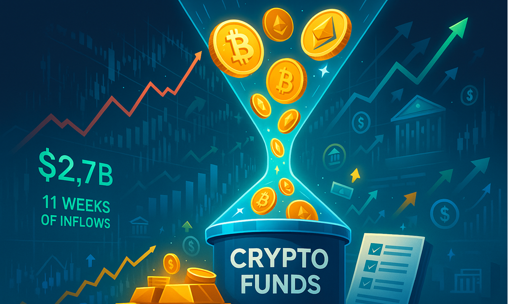 Fundos de criptoativos registram US$ 2,7 bilhões em entradas na semana