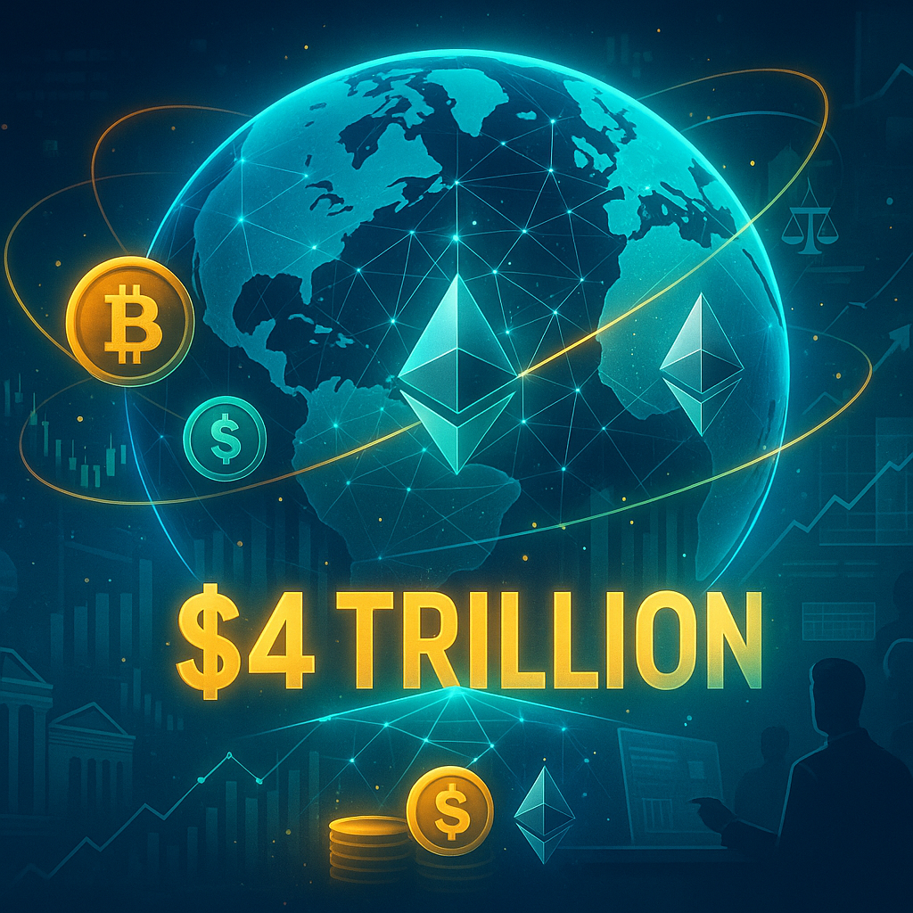 Pela 1ª vez, valor de mercado de criptomoedas supera US$ 4 trilhões com impulso regulatório