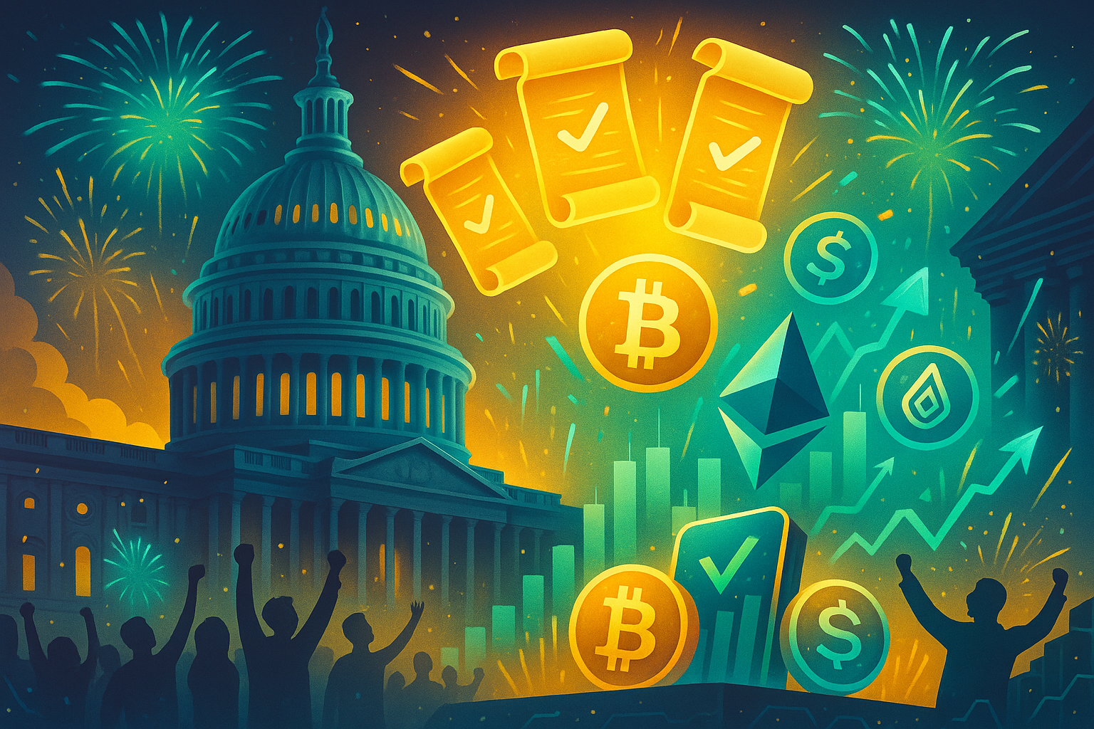 Congresso dos EUA aprova três leis na “Crypto Week” e impulsiona euforia no mercado cripto