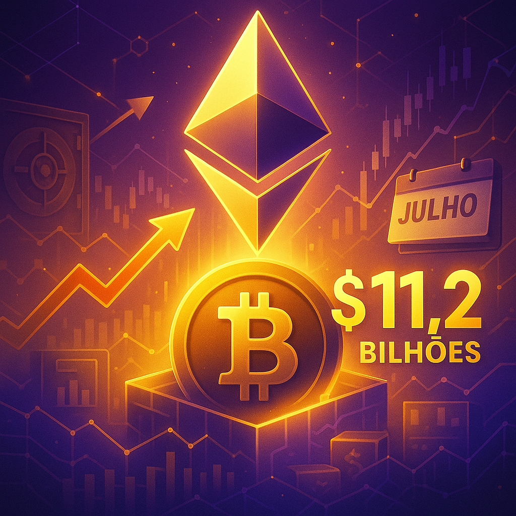 Ethereum supera Bitcoin com entradas institucionais recordes de US$ 11,2 bilhões em julho