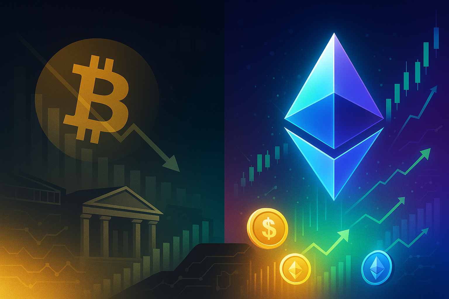 Dominância do Bitcoin cai e Ethereum vive momento de despertar no mercado cripto