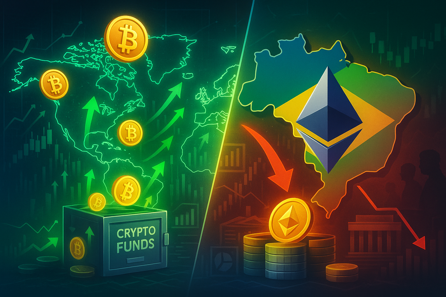 Brasil retira R$ 456 milhões de fundos cripto em julho mesmo com entrada recorde global de US$ 11,2 bilhões