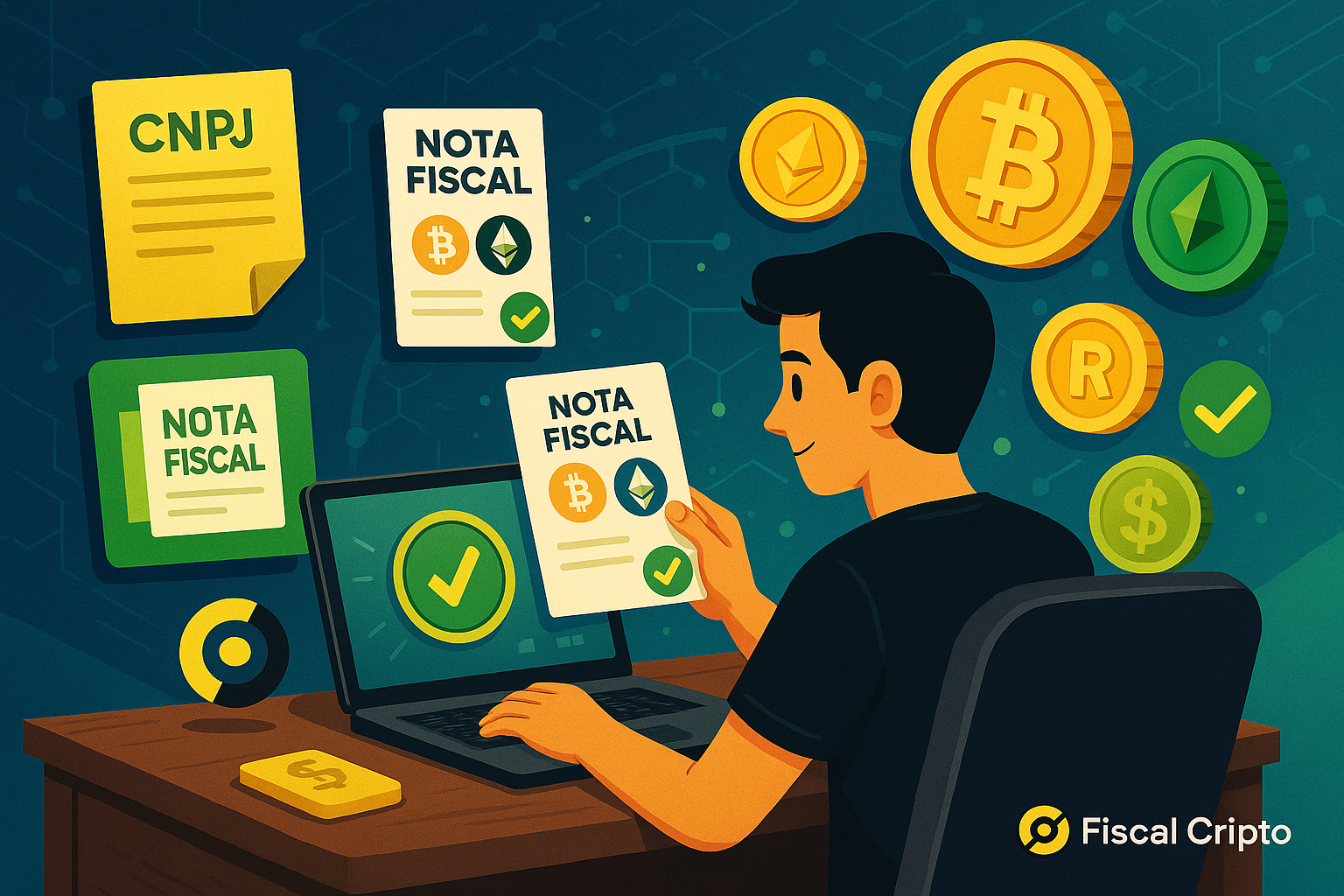 Como emitir nota fiscal ao receber em criptomoedas: guia completo com exemplos